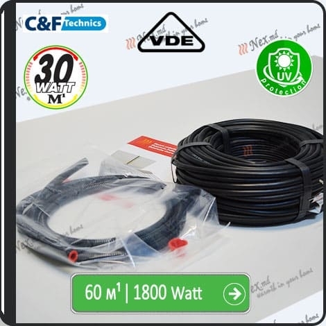 Cablu MHCX30-1800Wǀ60,0 m¹ Rezistiv + Protecție UV + Ecran.