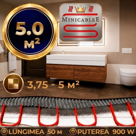 Под плитку или в стяжку «MinicableE»  50 м¹ - 900 W - «от 3,75 м² до 5 м²»