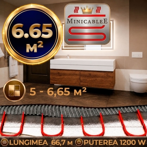 Под плитку или в стяжку «MinicableE»  66,7 м¹ - 1200 W - «от 5 м² до 6,65 м²»