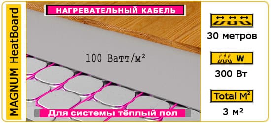 Характеристики системы Magnum Heat Board  - 3 м2, 300 Ватт