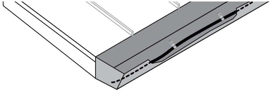 Рис. 19. Схема установки нагревательного кабеля в стандартном желобе шириной до 15 см