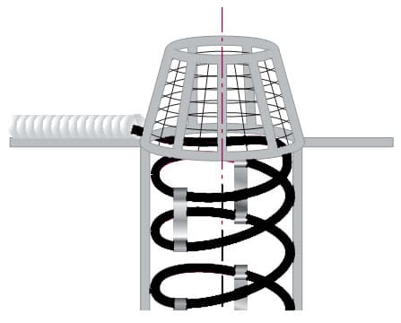 Рис. 23. Схема установки нагревательного кабеля во внутреннюю сливную воронку